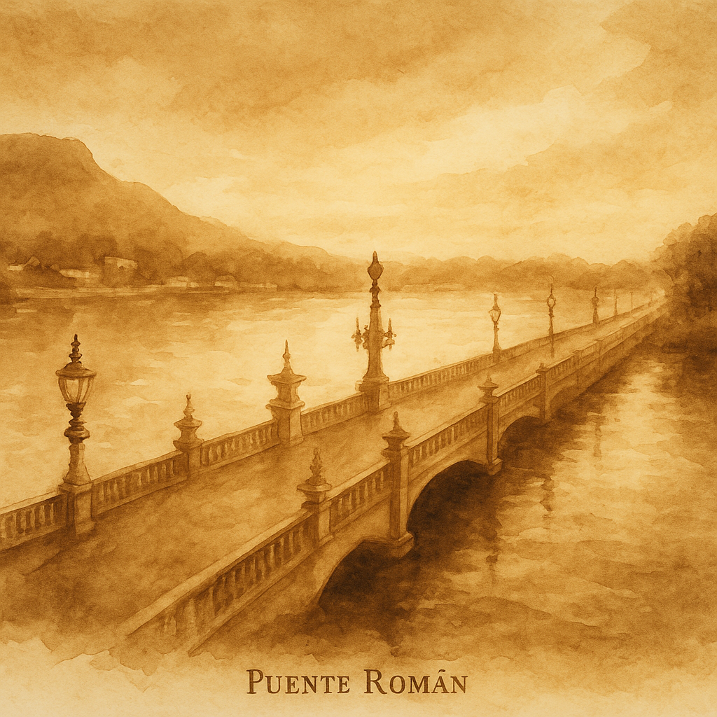 Vista del antiguo Puente Román de Cartagena de Indias, con su estructura neoclásica sobre el canal de Manga, bañado por la luz dorada del atardecer caribeño.